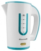 Чайник электрический Maxwell MW-1030B, 0.5 л, 1000 Вт, Белый/Бирюзовый